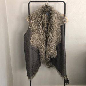 Vera Wang Faux Suede Vest with Faux Fur Lining